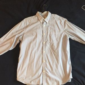 Blue and white striped button down